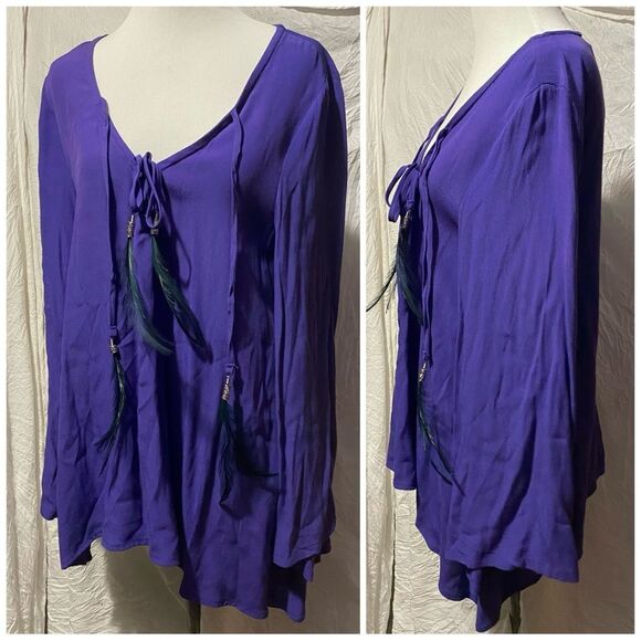 PJK, Flowy, Indigo, Oversized, Boho Dakota Tunic Blouse - Picture 4 of 16